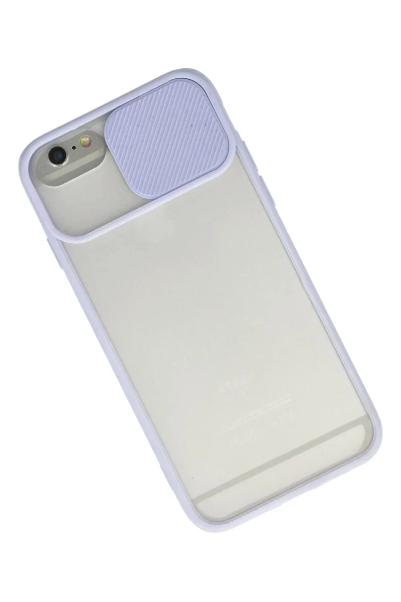 Apple iPhone 6 Kılıf Palm Buzlu Kamera Sürgülü Silikon - Lila