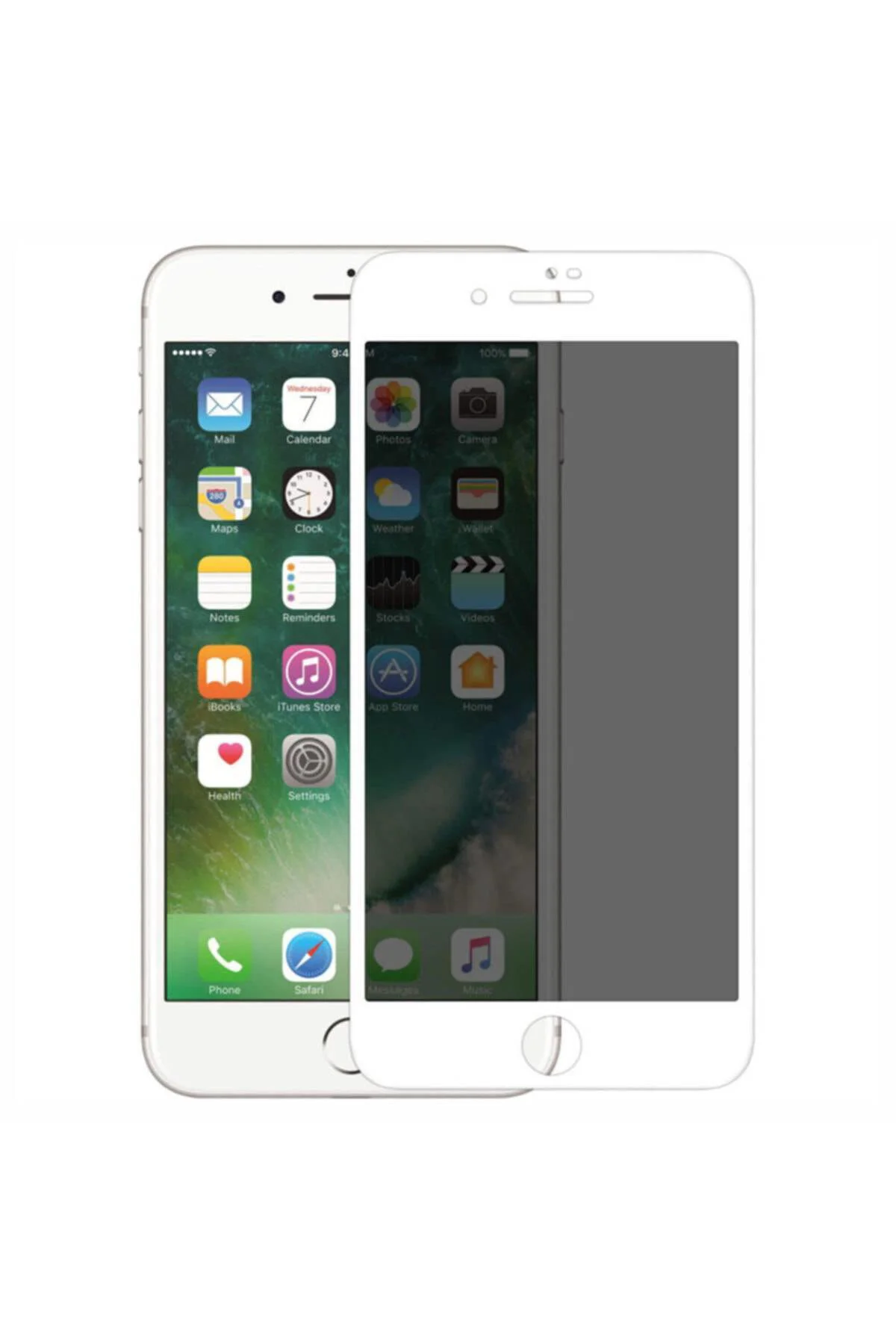Apple iPhone 6 Plus Gizli Kırılmaz cam Privacy Tam Kaplayan Beyaz