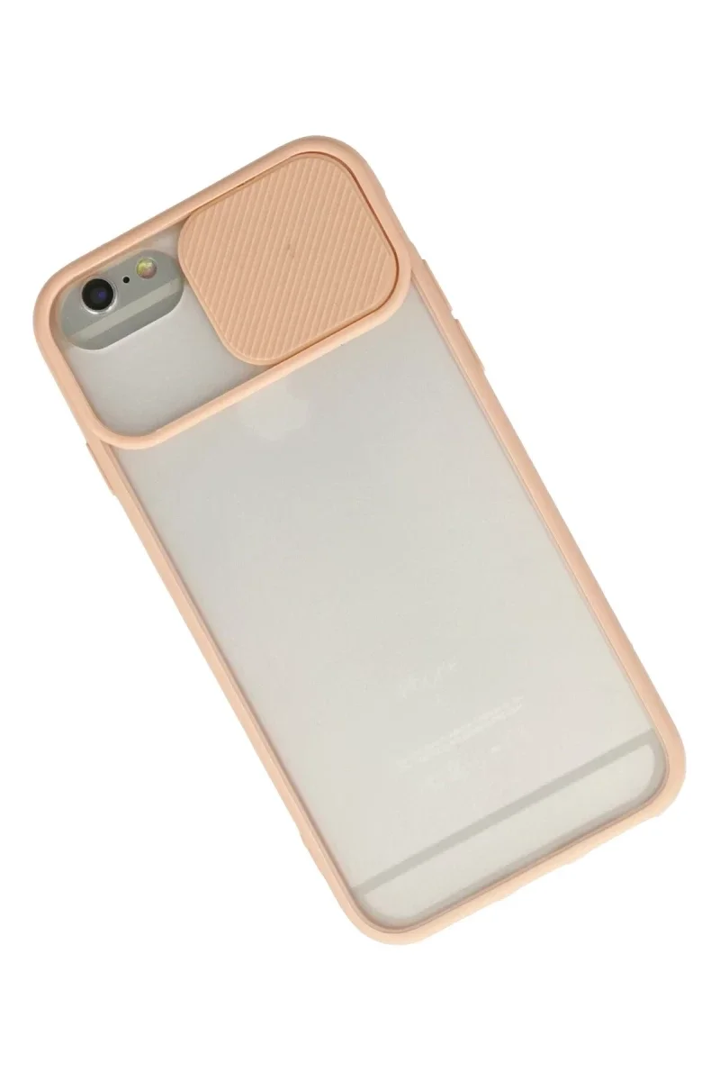 Apple iPhone 6 Plus Kılıf Palm Buzlu Kamera Sürgülü Silikon - Pembe