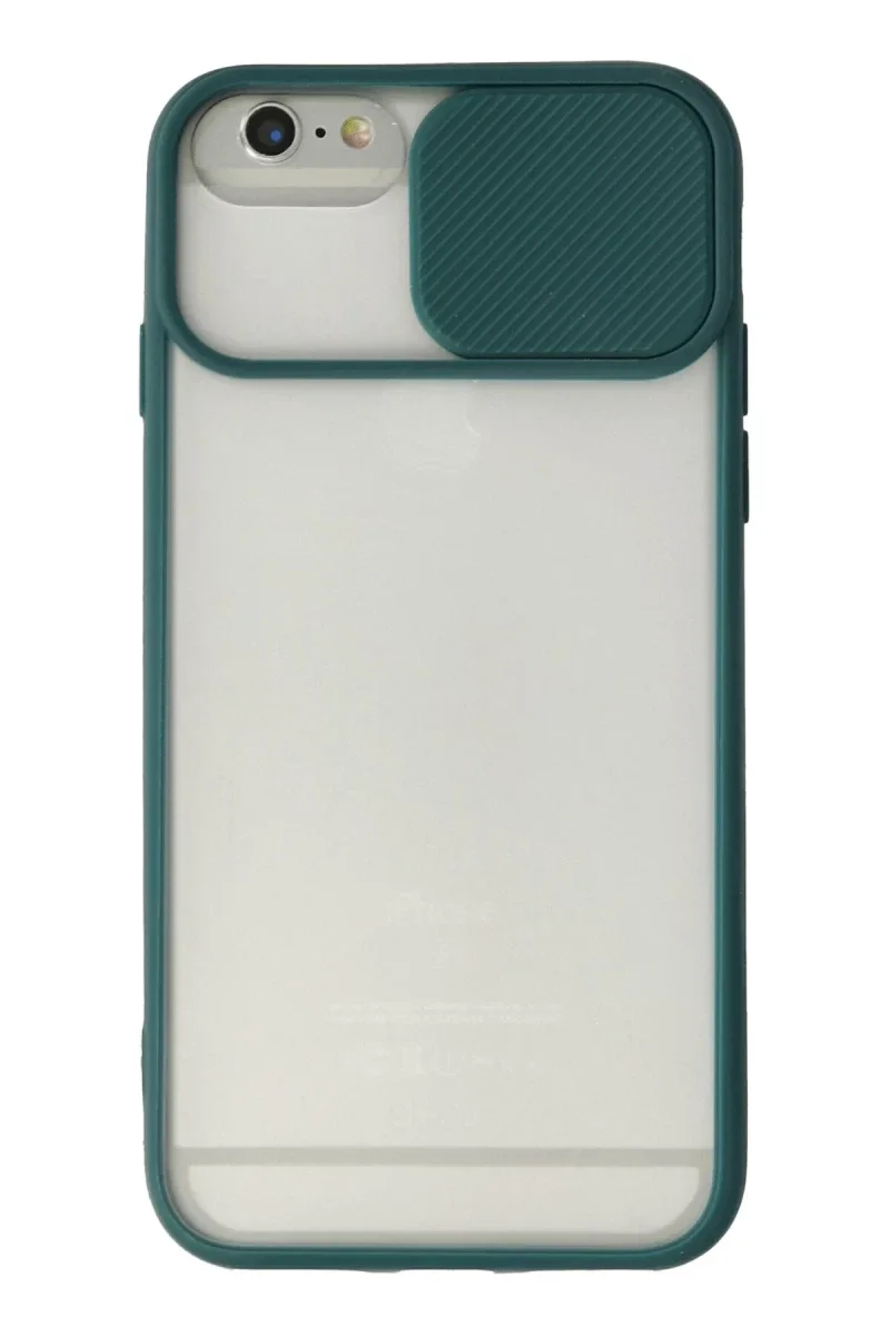 Apple iPhone 6 Plus Kılıf Palm Buzlu Kamera Sürgülü Silikon - Yeşil