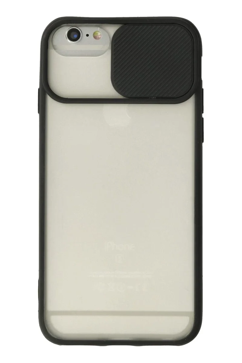 Apple iPhone 6 Plus Kılıf Palm Buzlu Kamera Sürgülü Silikon - Siyah