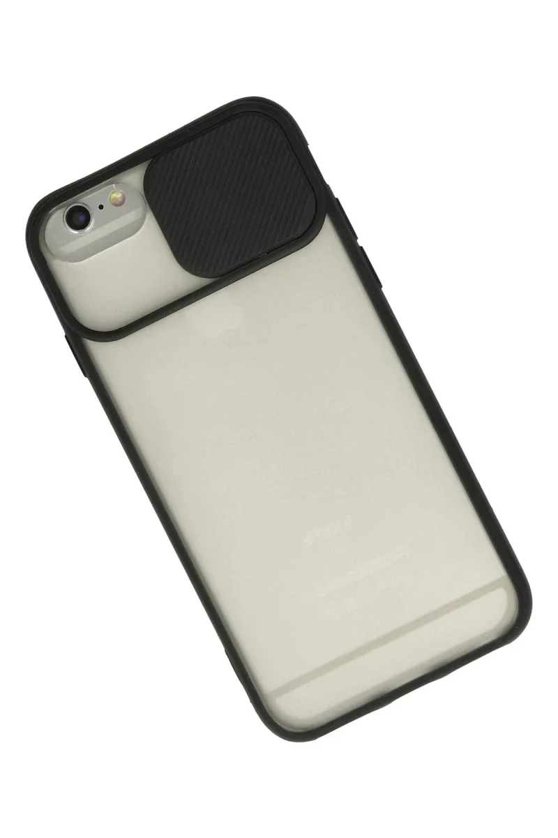 Apple iPhone 6 Plus Kılıf Palm Buzlu Kamera Sürgülü Silikon - Siyah