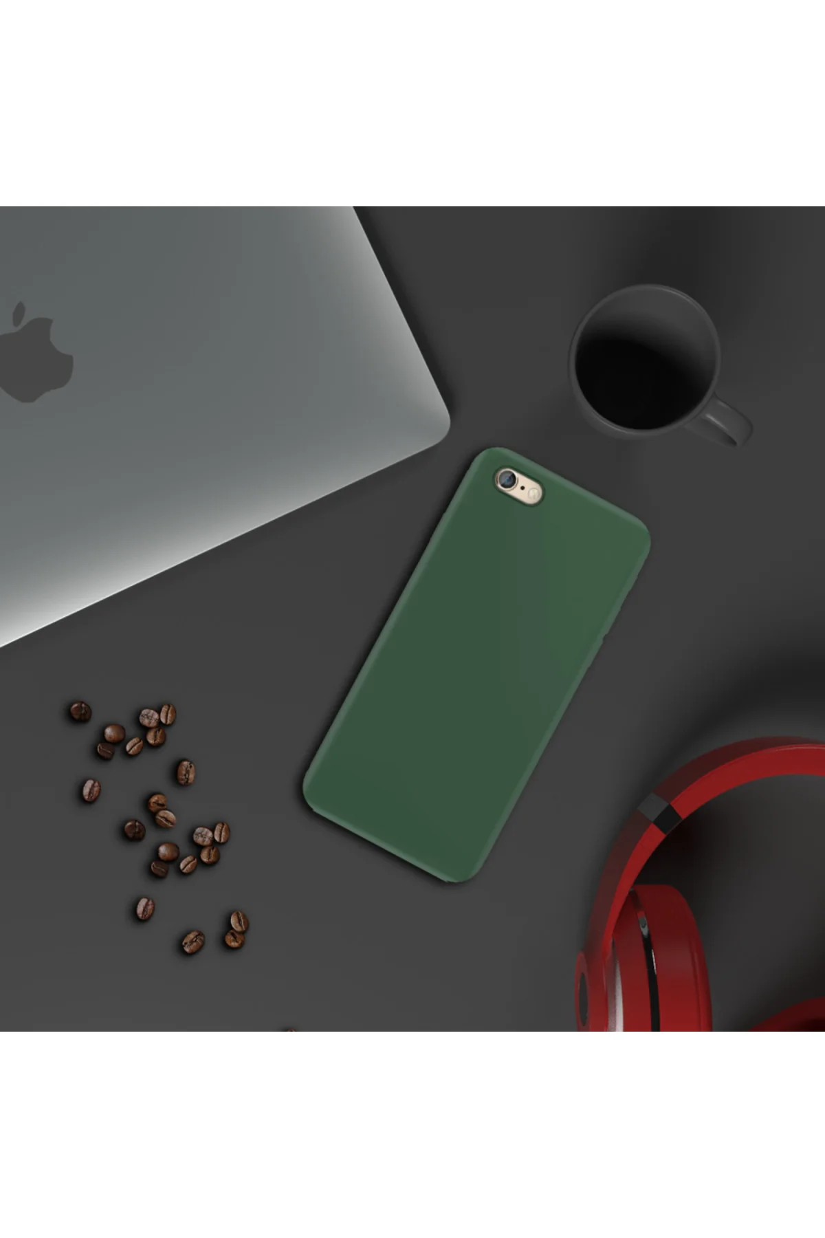 Apple iPhone 6S İnce Mat Silikon Kılıf Haki