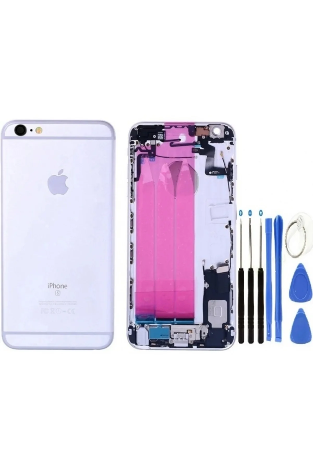 Apple İphone 6S Plus Full Dolu Kasa Kapak + Tamir Seti Gümüş Gri