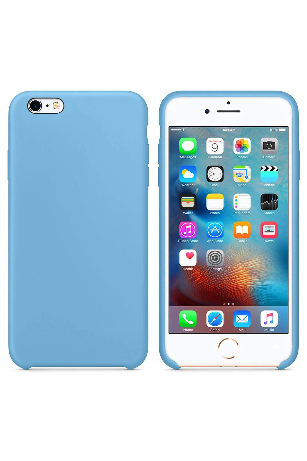 Apple iPhone 6S Plus Altı Açık Liquit Lansman Silikon Gök Mavisi