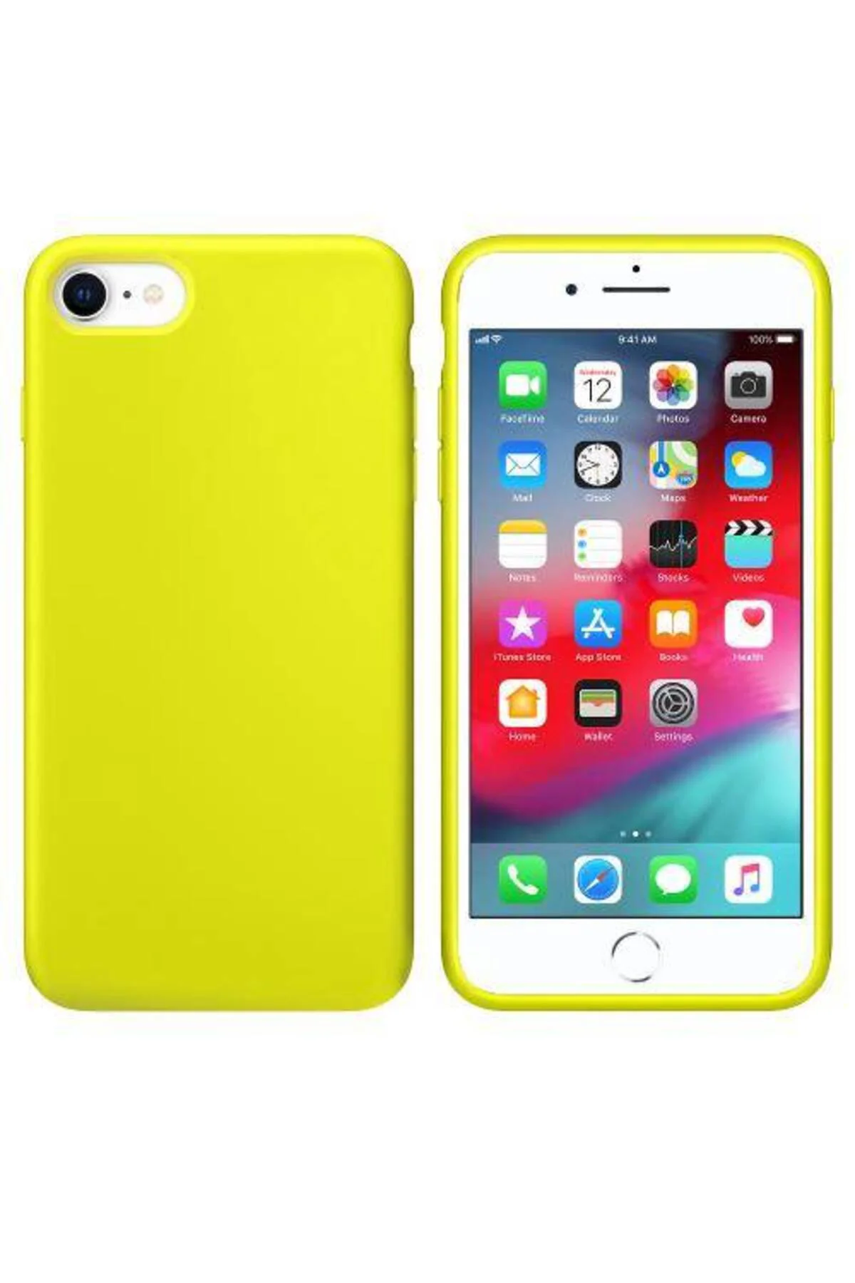 Apple iPhone 7 İçi Kadife Silikon Kılıf Sarı
