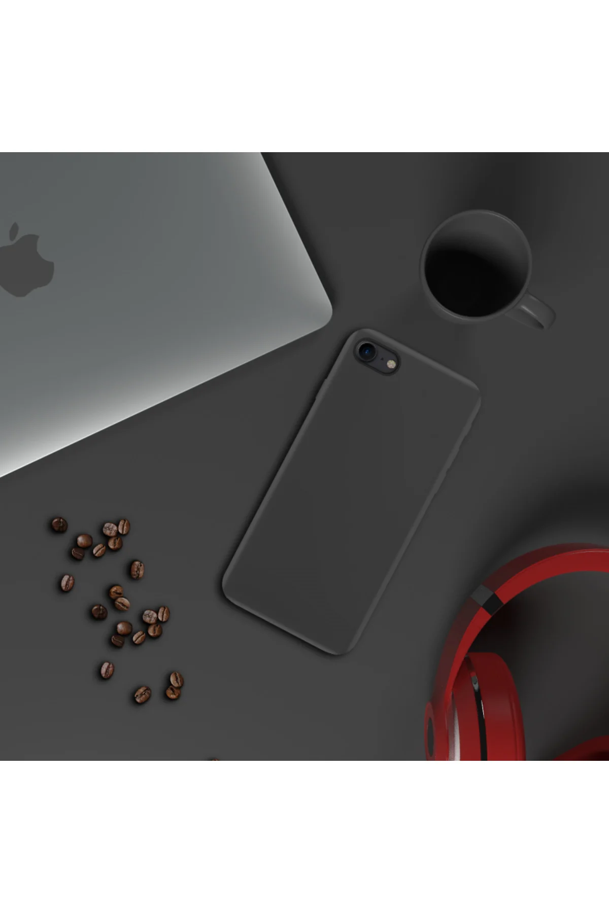 Apple iPhone 7 İnce Mat Silikon Kılıf Siyah