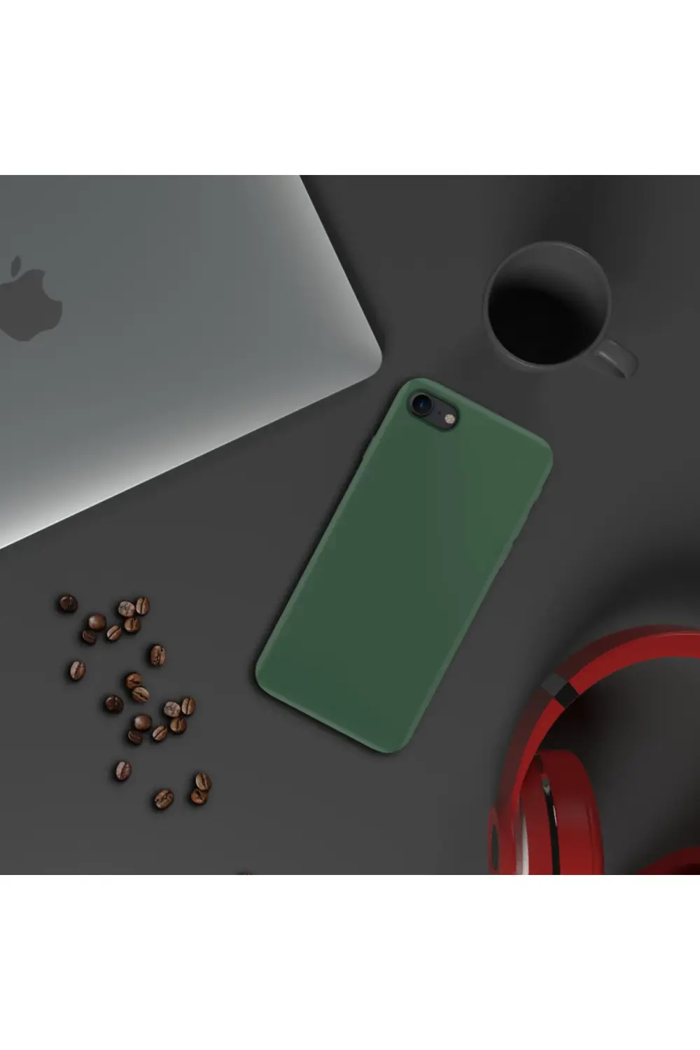 Apple iPhone 7 İnce Mat Silikon Kılıf Haki