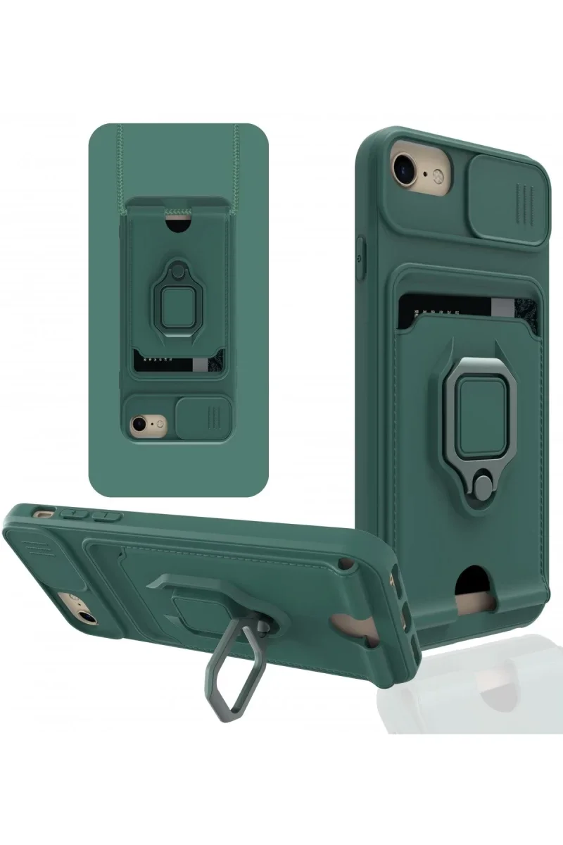 Apple iPhone 7 Kılıf Zuma Kartvizitli Yüzüklü Silikon - Yeşil Apple iPhone 7 Kılıf Zuma Kartvizitli Yüzüklü Silikon - Yeşil