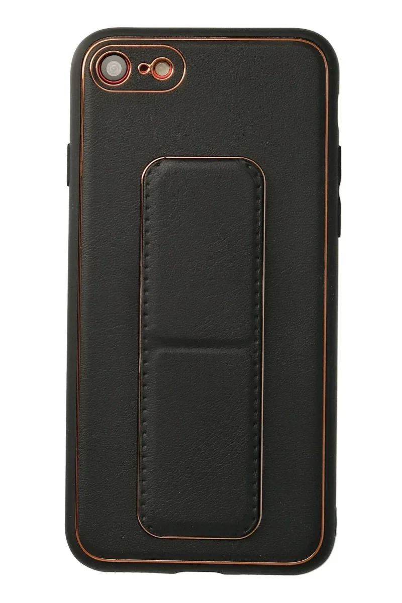 Apple iPhone 7 Kılıf Coco Deri Standlı Kapak - Siyah Apple iPhone 7 Kılıf Coco Deri Standlı Kapak - Siyah