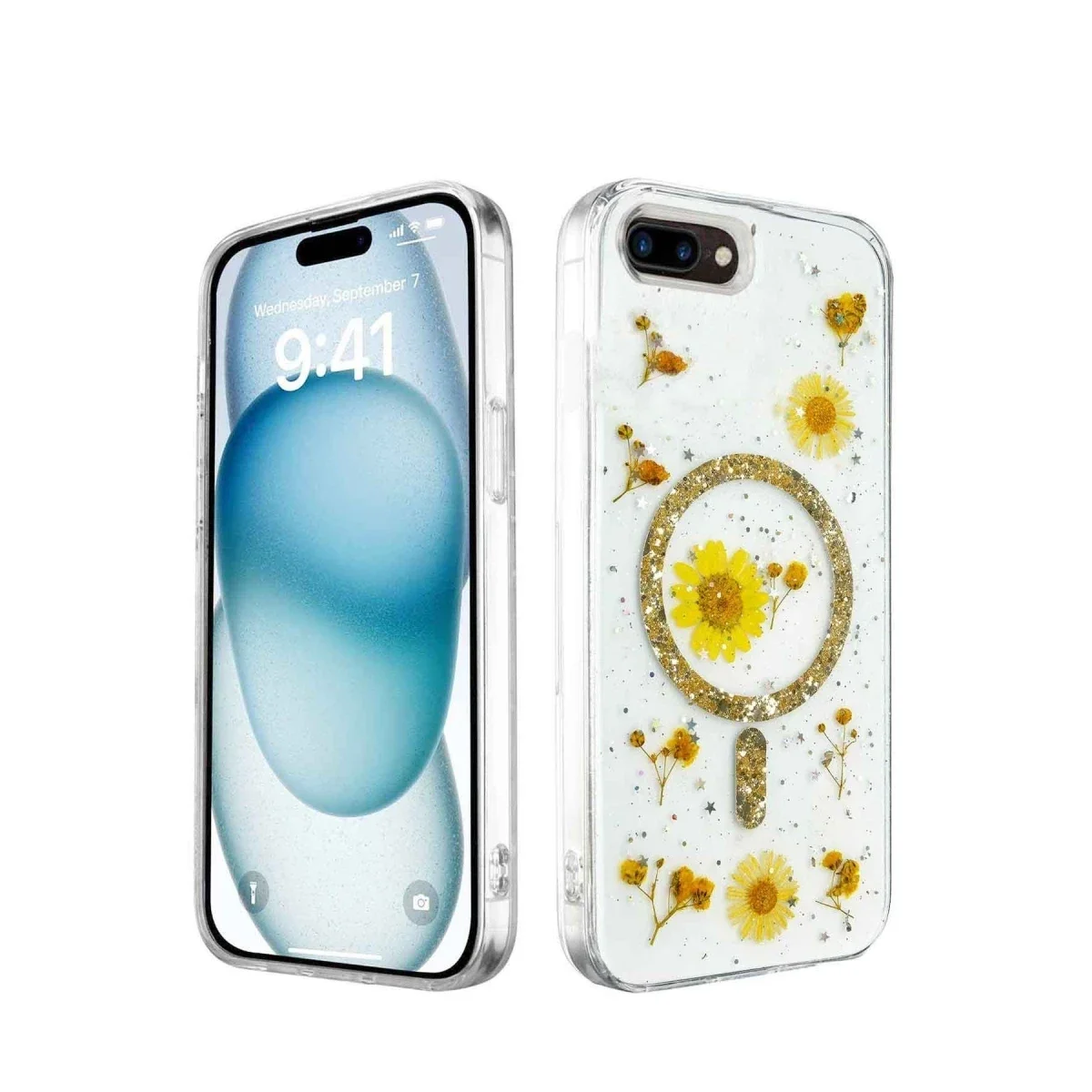 Apple iPhone 7 Kılıf Daisy Simli Magsafe Kapak - Gold