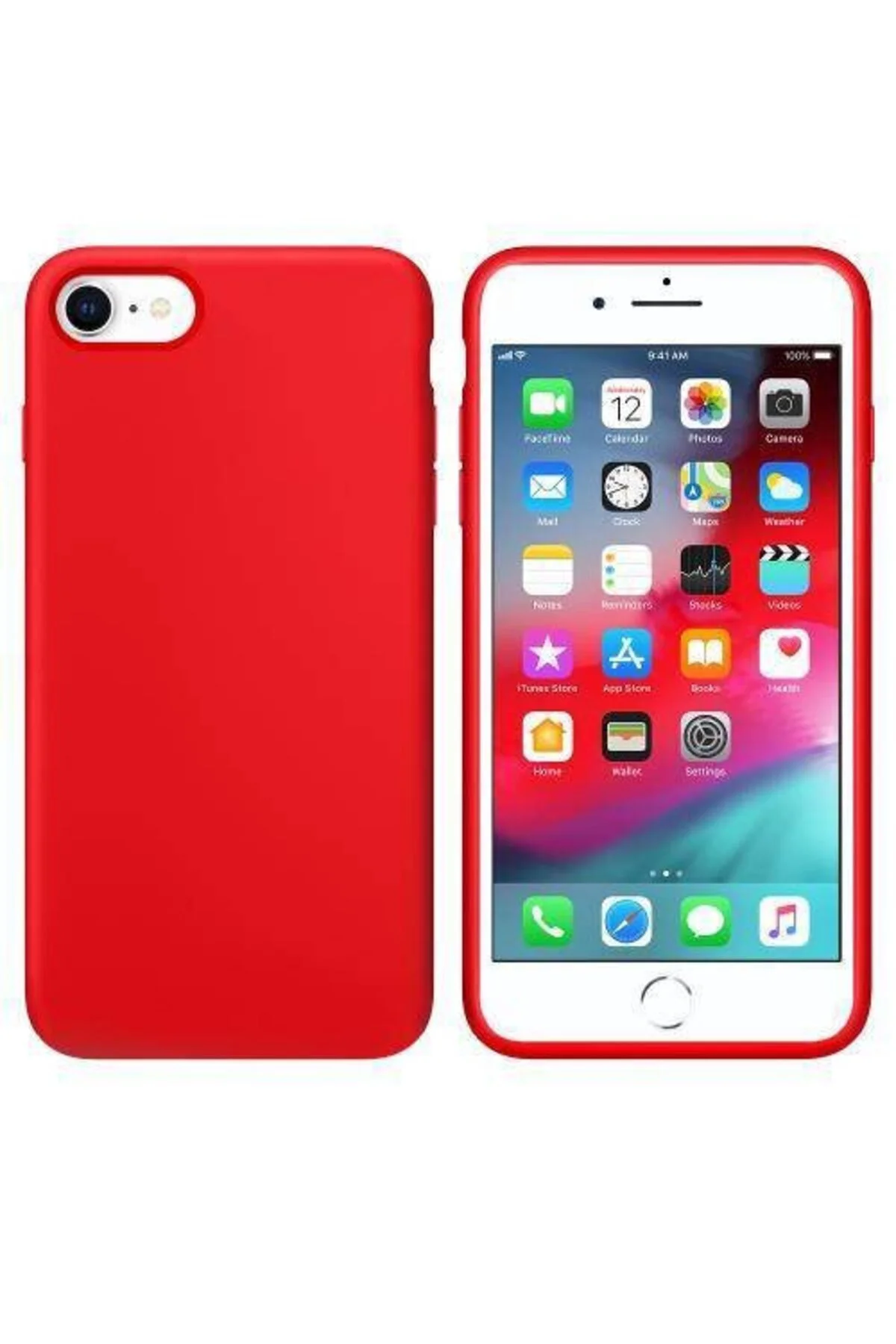 Apple iPhone 7 Plus İçi Kadife Silikon Kılıf Kırmızı