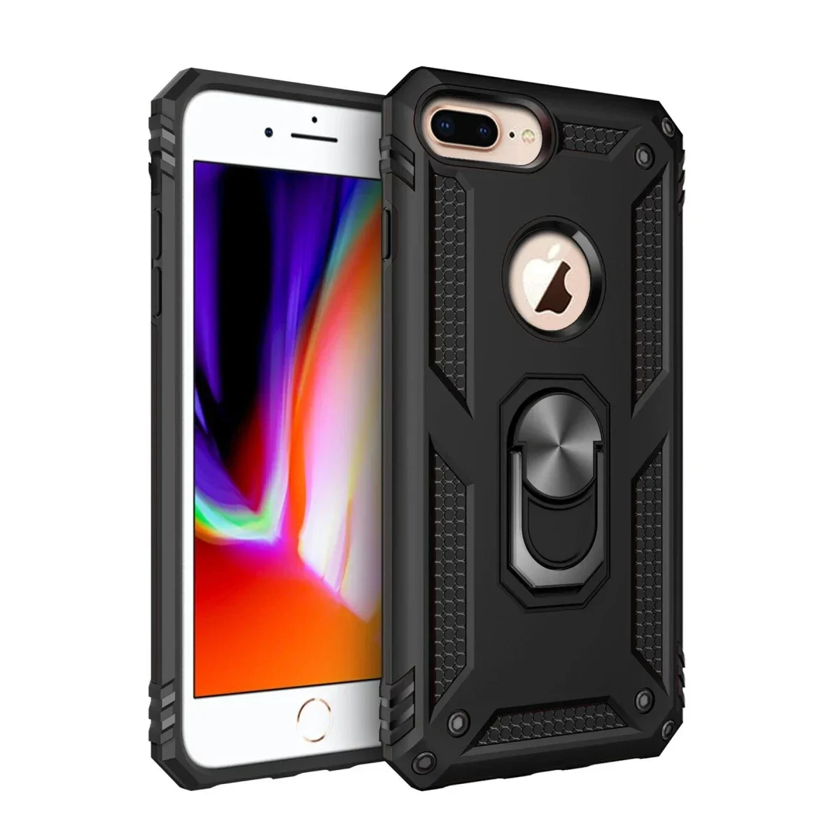 Apple iPhone 7 Plus Kılıf Sofya Yüzüklü Silikon Kapak - Siyah Apple iPhone 7 Plus Kılıf Sofya Yüzüklü Silikon Kapak - Siyah