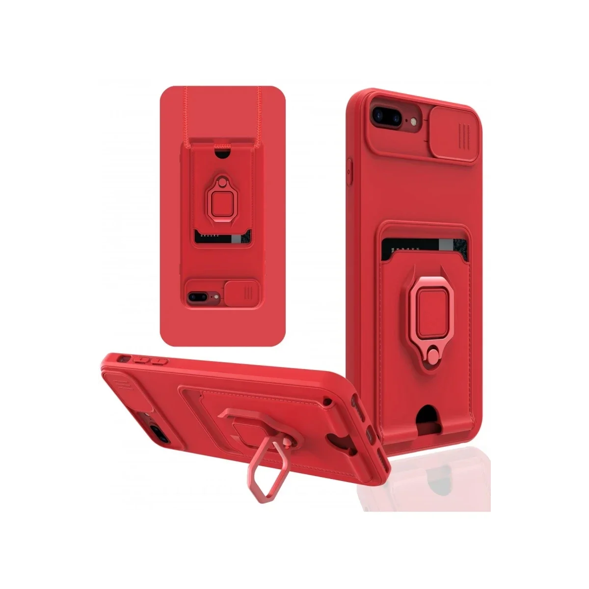 Apple iPhone 7 Plus Kılıf Zuma Kartvizitli Yüzüklü Silikon - Kırmızı Apple iPhone 7 Plus Kılıf Zuma Kartvizitli Yüzüklü Silikon - Kırmızı