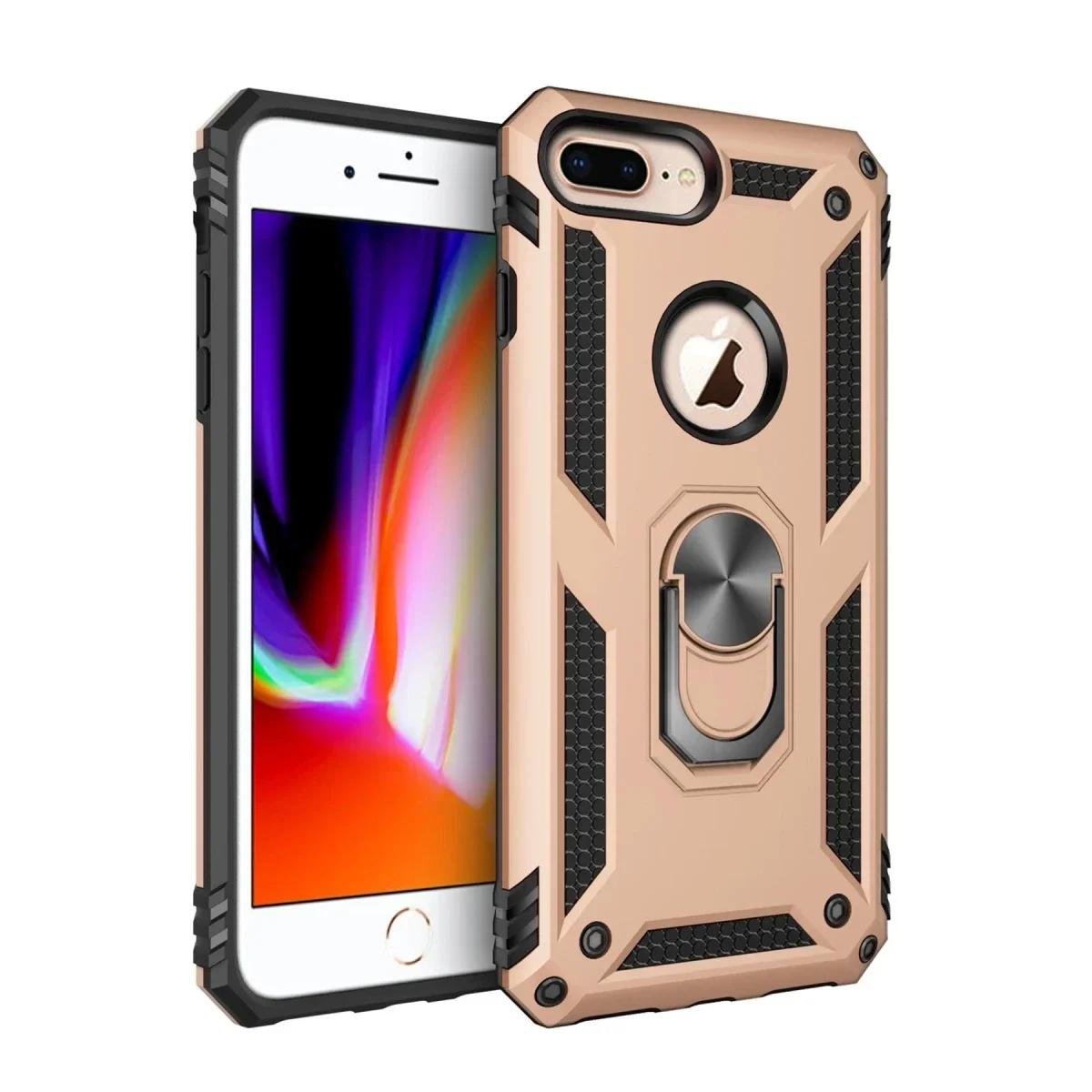 Apple iPhone 7 Plus Kılıf Sofya Yüzüklü Silikon Kapak - Gold Apple iPhone 7 Plus Kılıf Sofya Yüzüklü Silikon Kapak - Gold