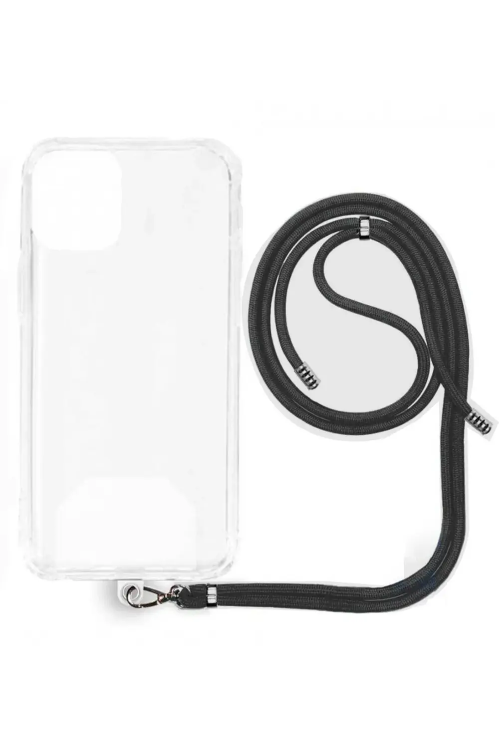 Apple iPhone 7 Plus İp Askılı Şeffaf Silikon Kılıf Siyah