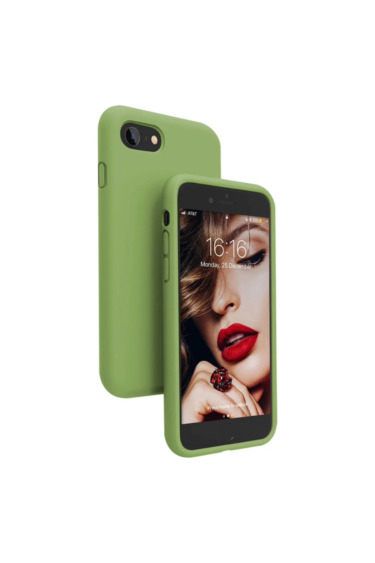 Apple iPhone 8 İnce Mat Silikon Kılıf Yeşil