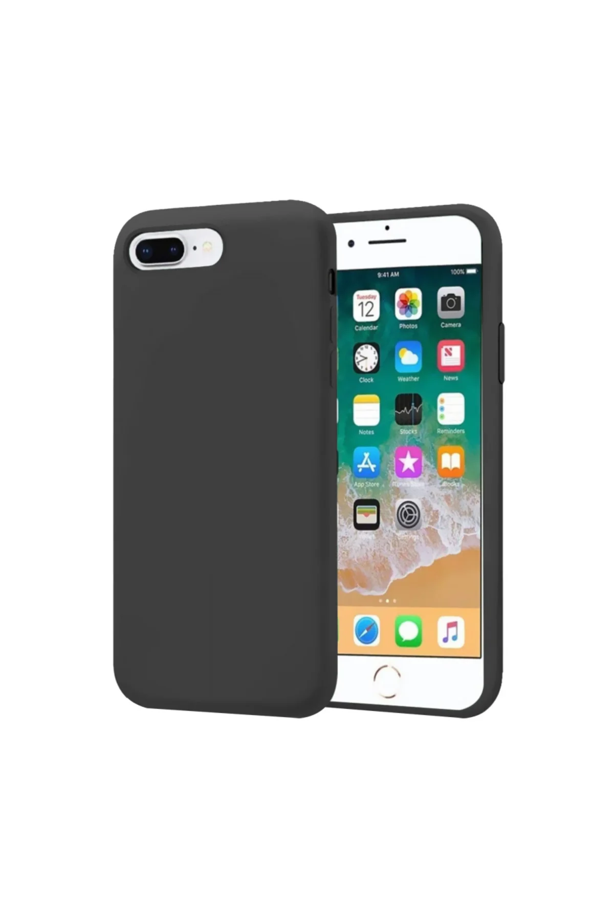 Apple iPhone 8 Plus İnce Mat Silikon Kılıf Siyah