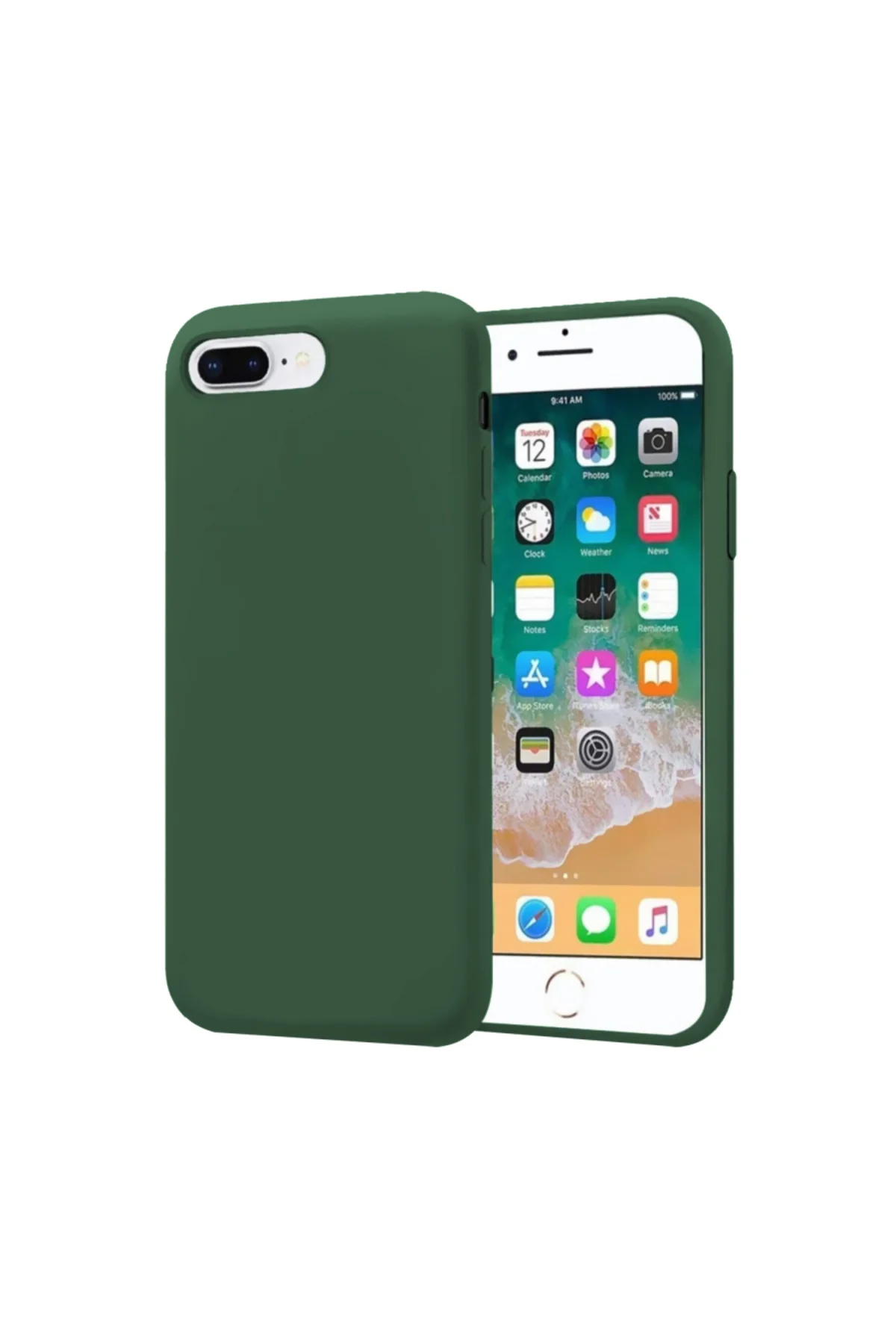 Apple iPhone 8 Plus İnce Mat Silikon Kılıf Haki