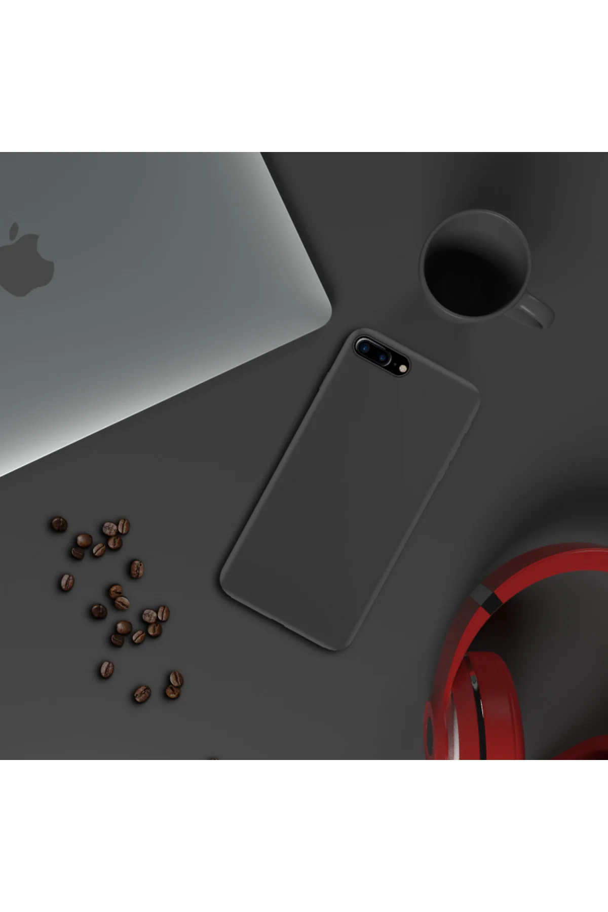 Apple iPhone 8 Plus İnce Mat Silikon Kılıf Siyah