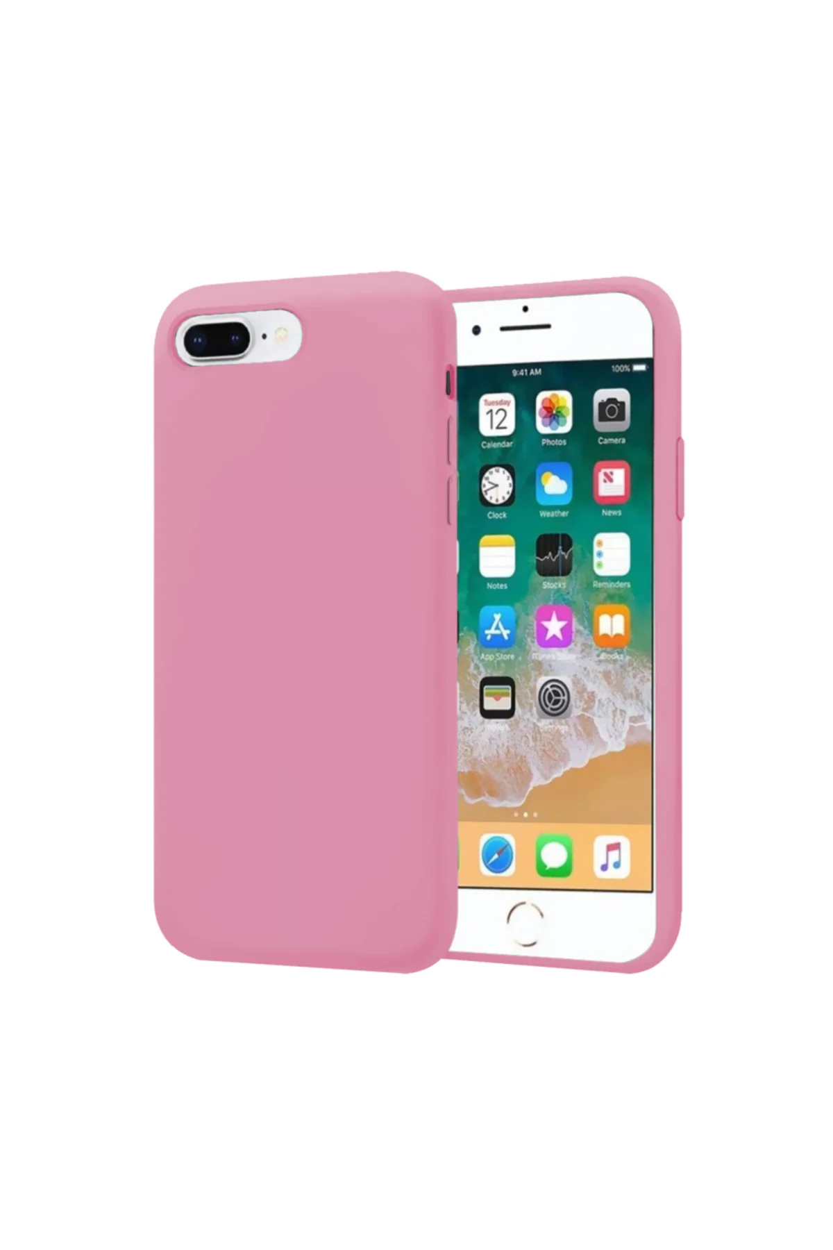 Apple iPhone 8 Plus İnce Mat Silikon Kılıf Pembe