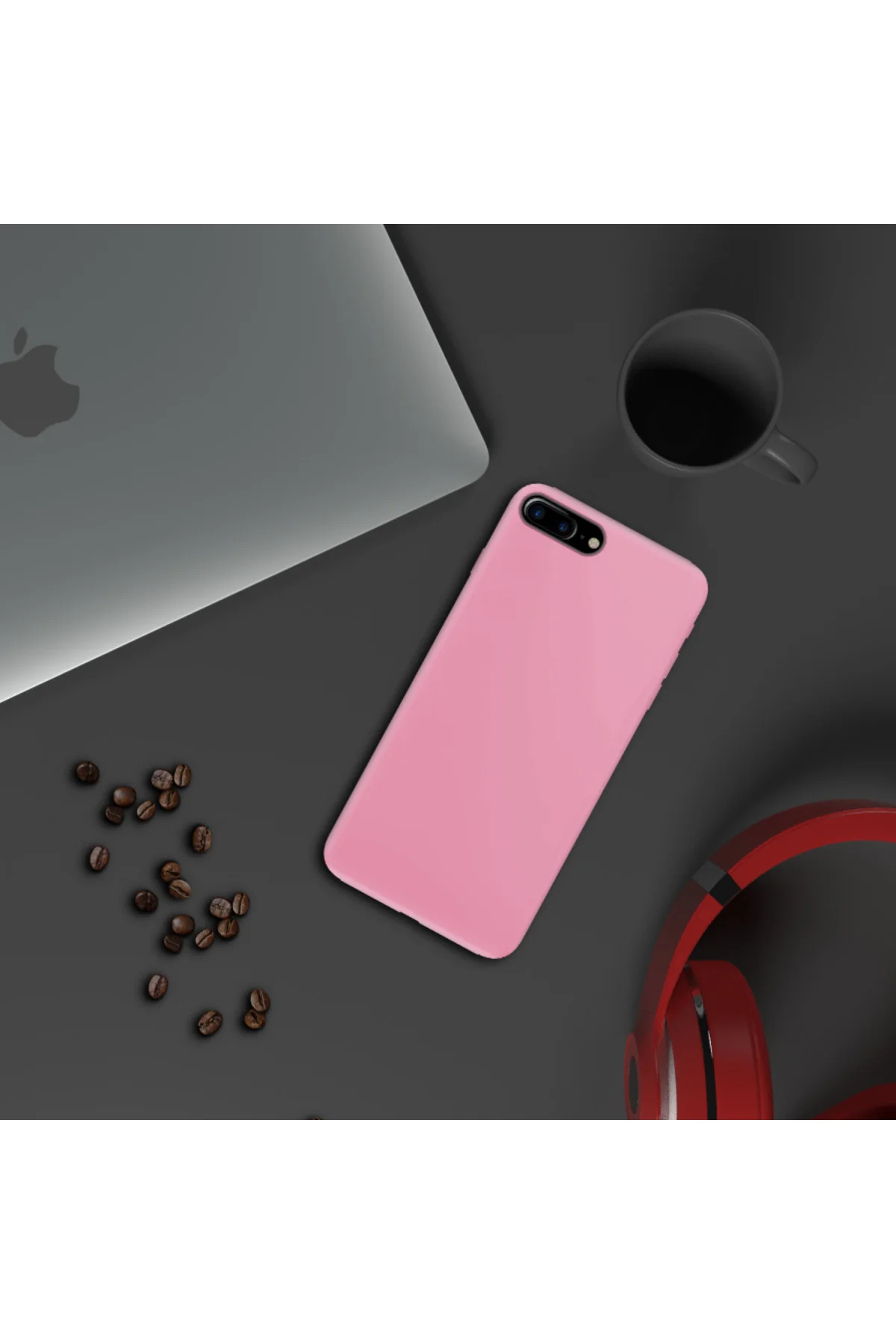 Apple iPhone 8 Plus İnce Mat Silikon Kılıf Pembe