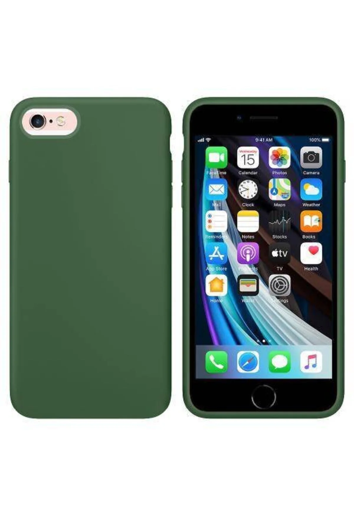 Apple iPhone SE 2020 İçi Kadife Silikon Kılıf Yeşil