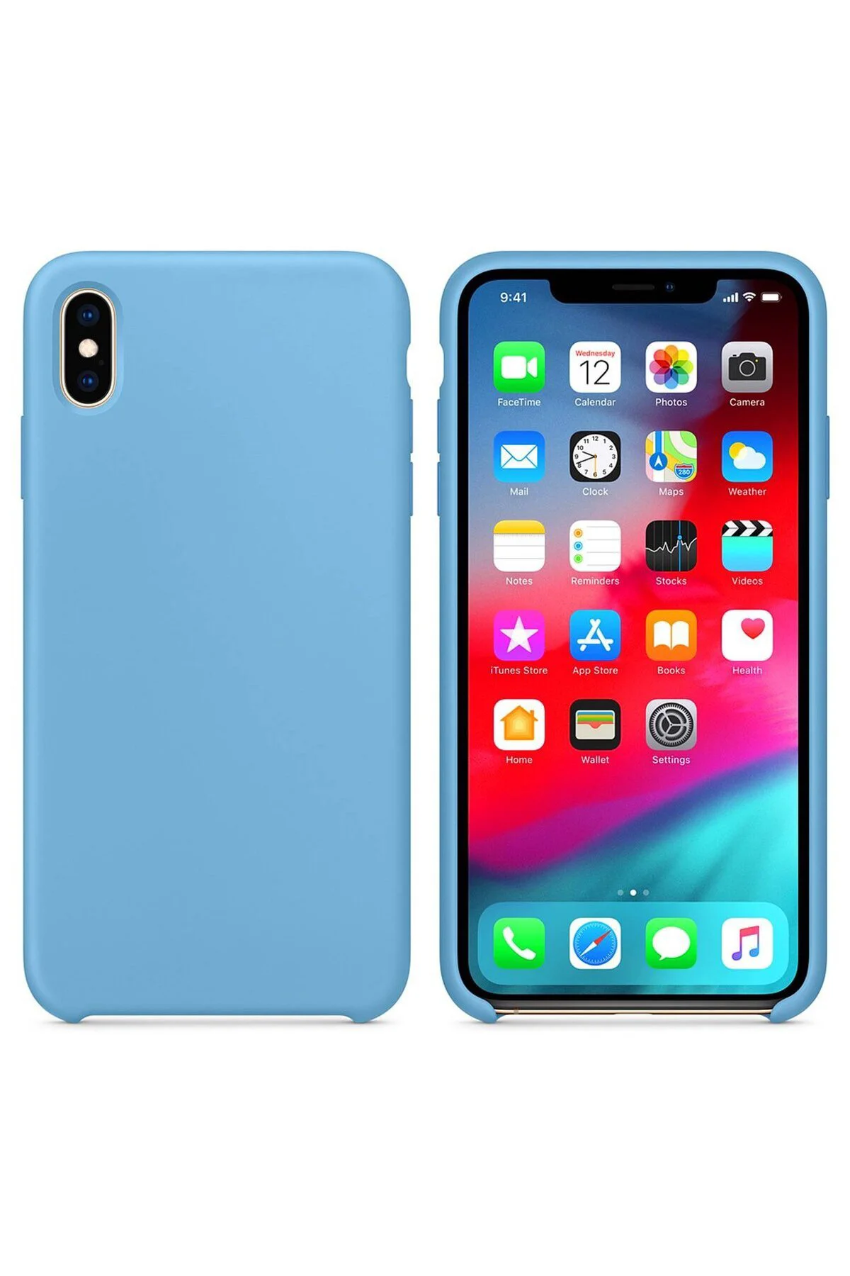 Apple iPhone X Altı Açık Liquit Lansman Silikon Gök Mavisi