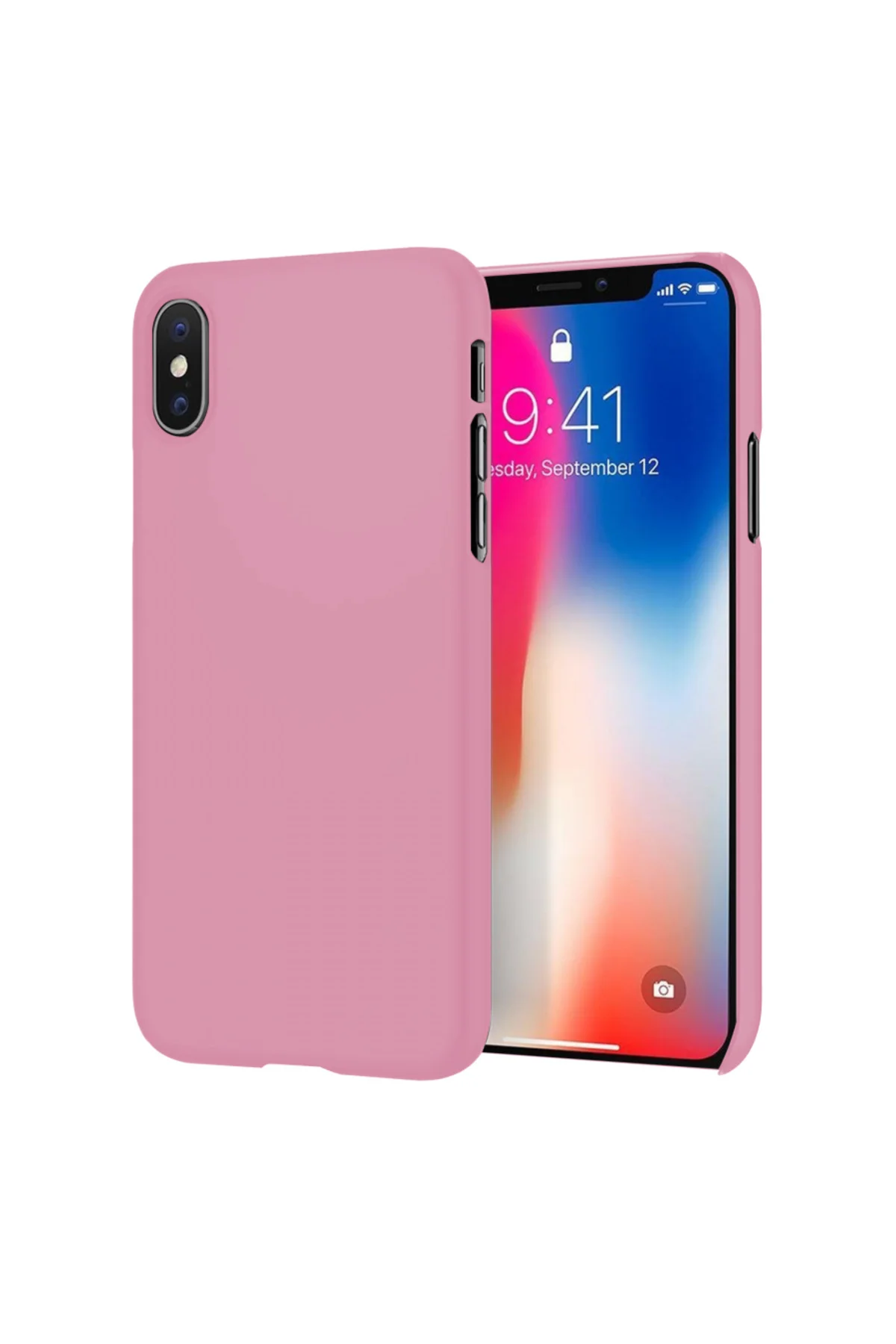 Apple iPhone X İnce Mat Silikon Kılıf Pembe