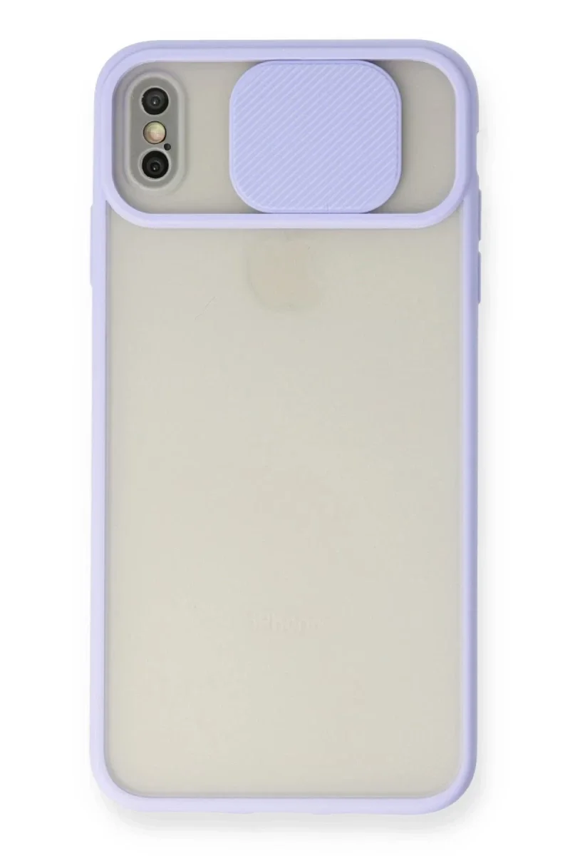 Apple iPhone X Kılıf Palm Buzlu Kamera Sürgülü Silikon - Lila