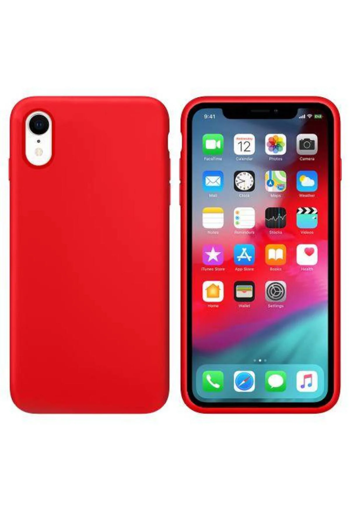 Apple iPhone XR İçi Kadife Silikon Kılıf Kırmızı Apple iPhone XR İçi Kadife Silikon Kılıf Kırmızı