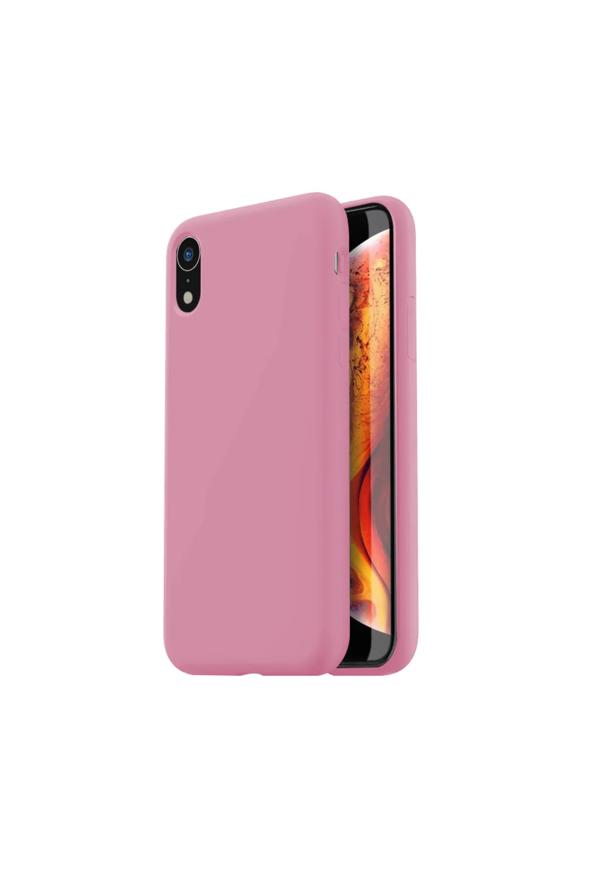 Apple iPhone XR İnce Mat Silikon Kılıf Pembe
