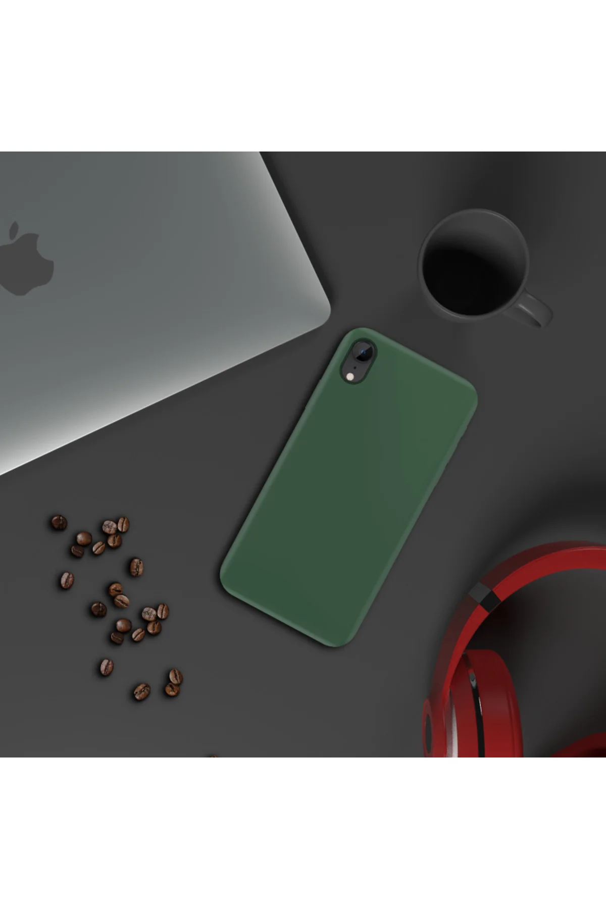 Apple iPhone XR İnce Mat Silikon Kılıf Haki