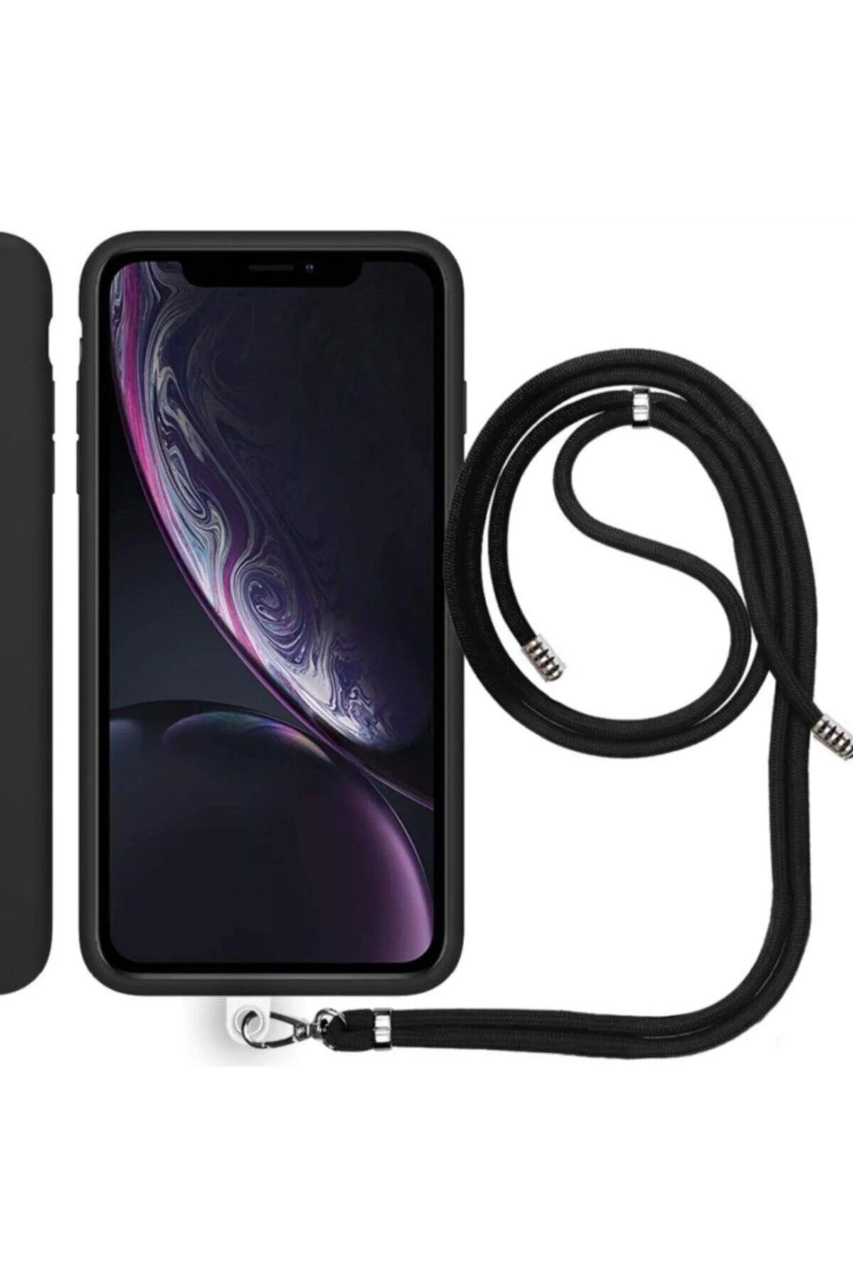 Apple iPhone XR İp Askılı Silikon Kılıf Siyah