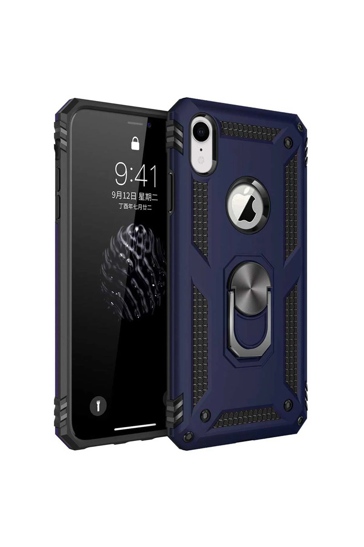 Apple iPhone XR Yüzüklü Tank Kılıf Lacivert