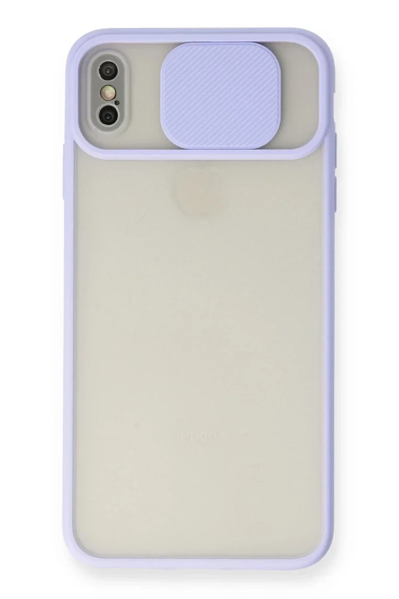 Apple iPhone XS Max Kılıf Palm Buzlu Kamera Sürgülü Silikon - Lila Apple iPhone XS Max Kılıf Palm Buzlu Kamera Sürgülü Silikon - Lila