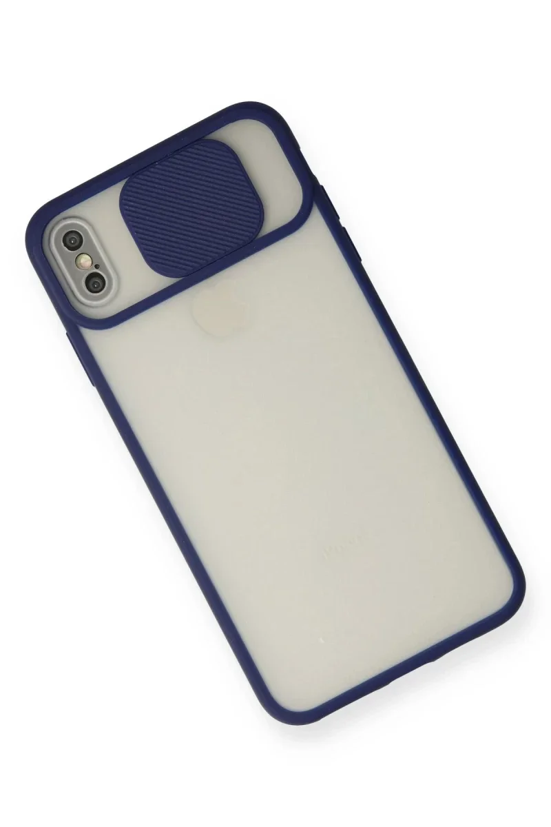Apple iPhone XS Max Kılıf Palm Buzlu Kamera Sürgülü Silikon - Lacivert Apple iPhone XS Max Kılıf Palm Buzlu Kamera Sürgülü Silikon - Lacivert