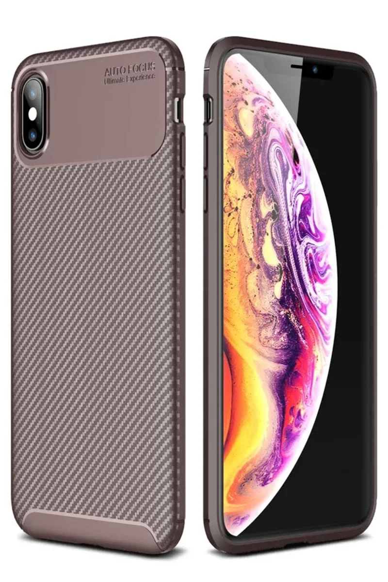 Apple iPhone XS Max Kılıf Auto Focus Karbon Kapak - Kahverengi Fiyatı, Yorumları ve Özellikleri
