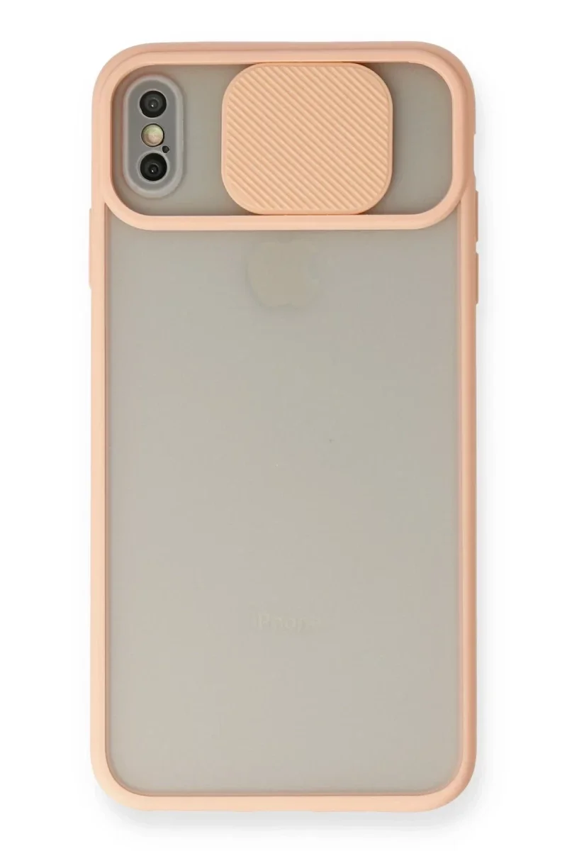 Apple iPhone XS Max Kılıf Palm Buzlu Kamera Sürgülü Silikon - Pembe Apple iPhone XS Max Kılıf Palm Buzlu Kamera Sürgülü Silikon - Pembe