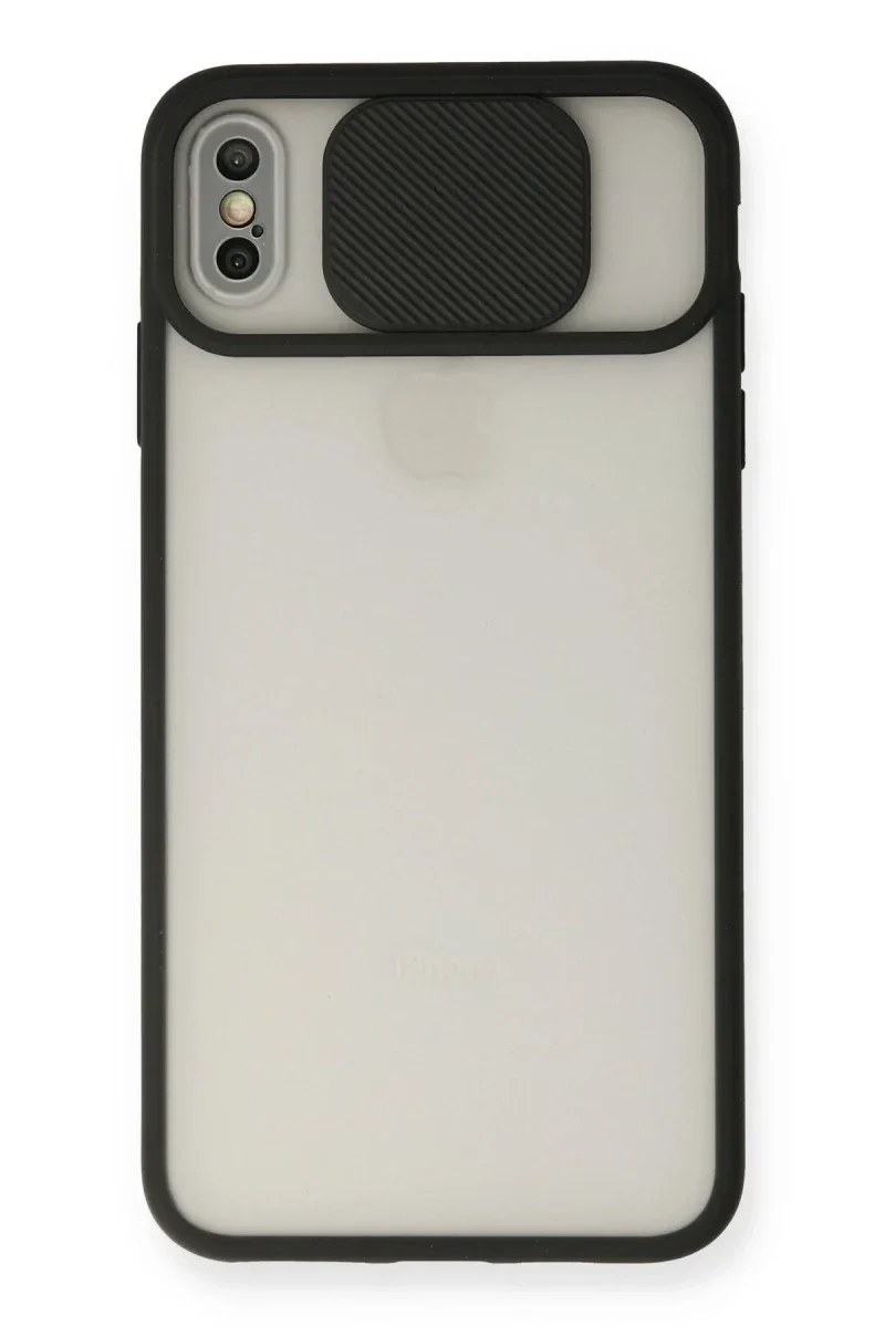 Apple iPhone XS Max Kılıf Palm Buzlu Kamera Sürgülü Silikon - Siyah Apple iPhone XS Max Kılıf Palm Buzlu Kamera Sürgülü Silikon - Siyah