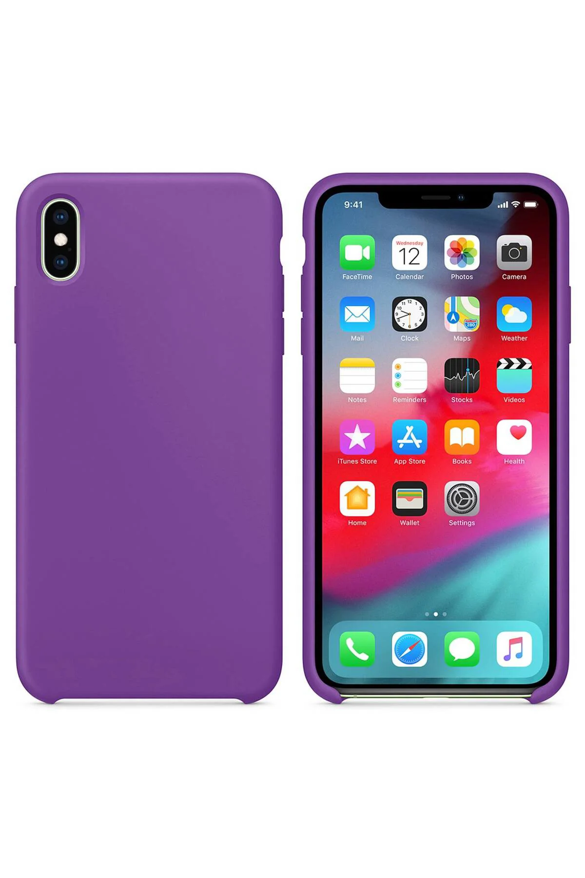 Apple iPhone XS Max Altı Açık Liquit Lansman Silikon Glayöl Moru