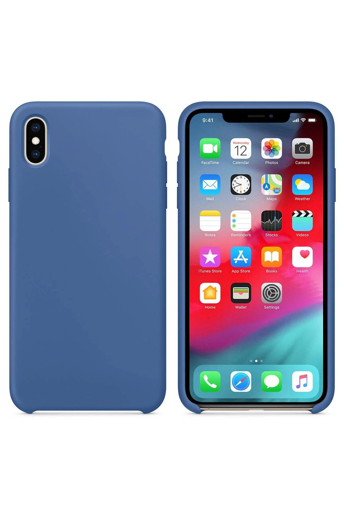 Apple iPhone XS Max Altı Açık Liquit Lansman Silikon Menekşe Mavi