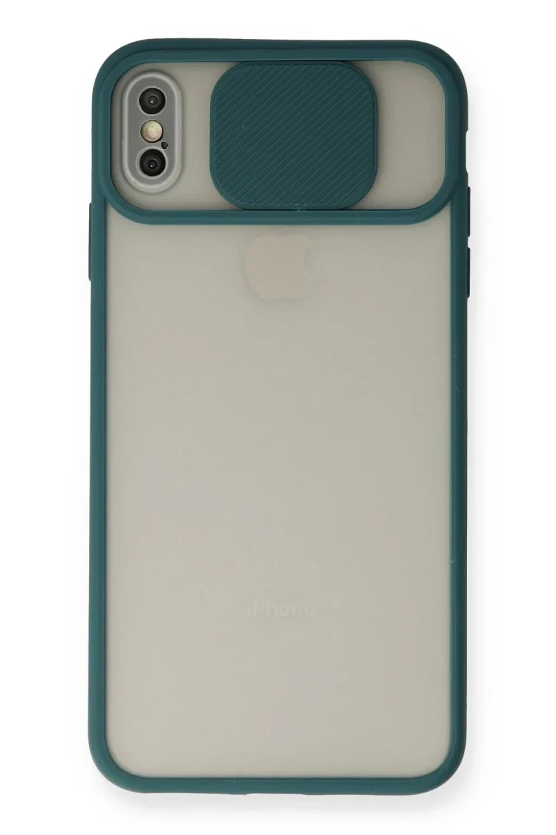 Apple iPhone XS Max Kılıf Palm Buzlu Kamera Sürgülü Silikon - Yeşil Apple iPhone XS Max Kılıf Palm Buzlu Kamera Sürgülü Silikon - Yeşil