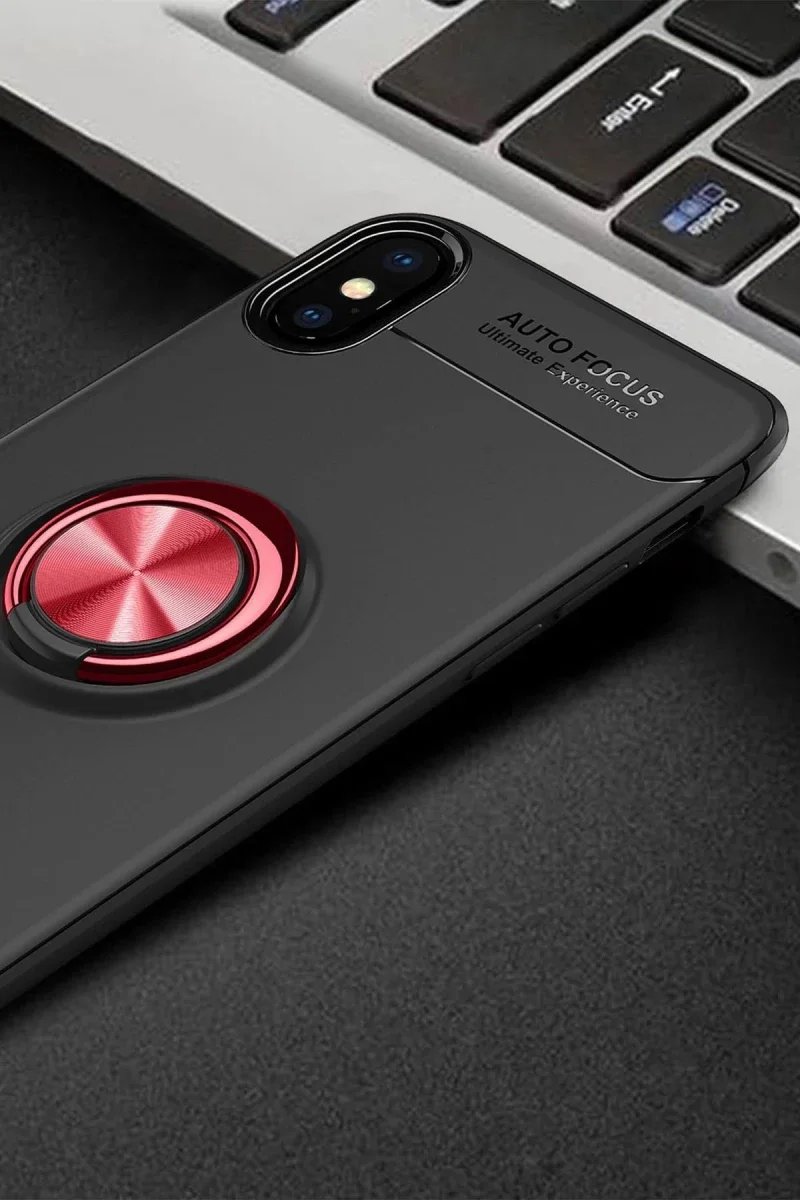 Apple iPhone XS Max Kılıf Range Yüzüklü Silikon - Siyah-Kırmızı Apple iPhone XS Max Kılıf Range Yüzüklü Silikon - Siyah-Kırmızı
