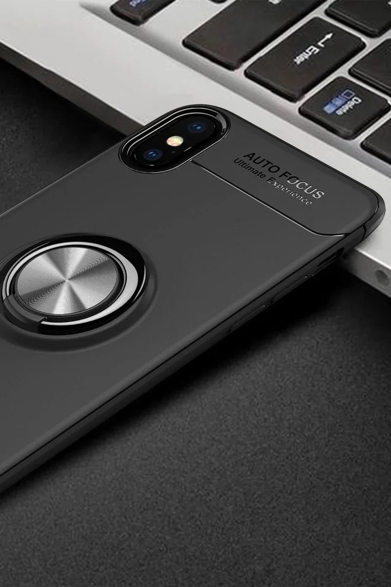 Apple iPhone XS Max Kılıf Range Yüzüklü Silikon - Siyah Apple iPhone XS Max Kılıf Range Yüzüklü Silikon - Siyah