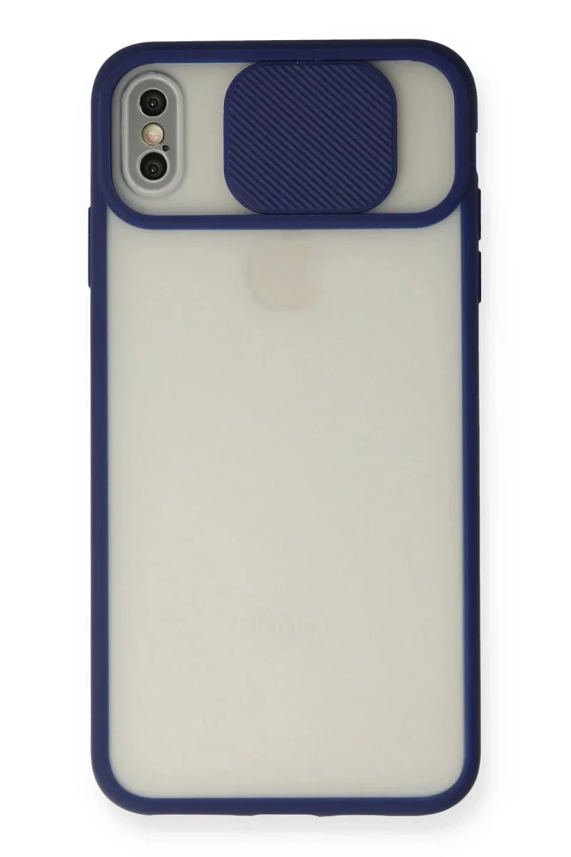 Apple iPhone XS Max Kılıf Palm Buzlu Kamera Sürgülü Silikon - Lacivert Apple iPhone XS Max Kılıf Palm Buzlu Kamera Sürgülü Silikon - Lacivert