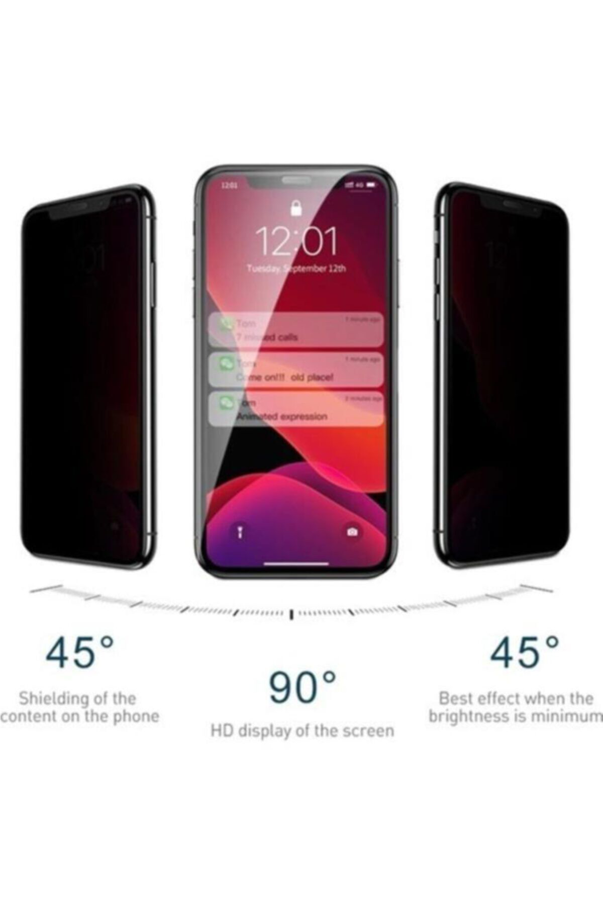 Apple Iphone12 - Iphone 12 Pro Privacy Hayalet 10d Ekran Koruyucu