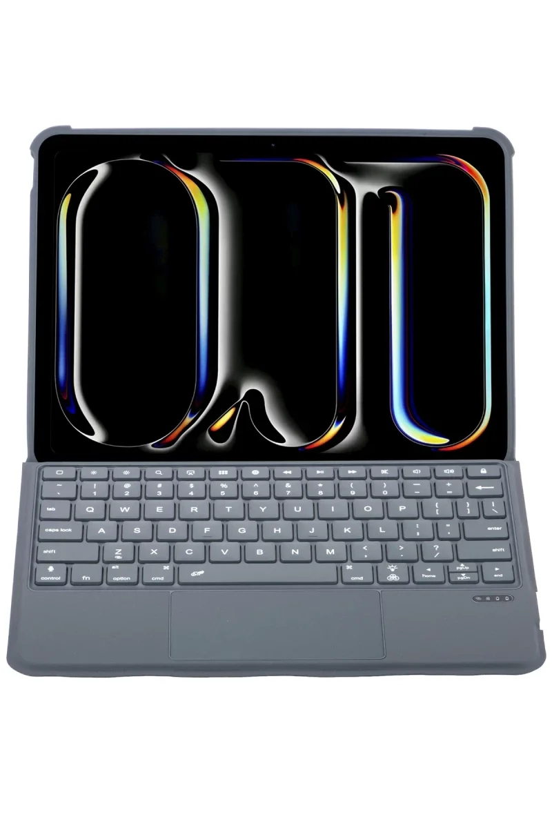 Apple T5510D iPad Pro 13 (2024) Kılıf Palermo Ledli Klavyeli Standlı Tablet Kılıfı - Siyah