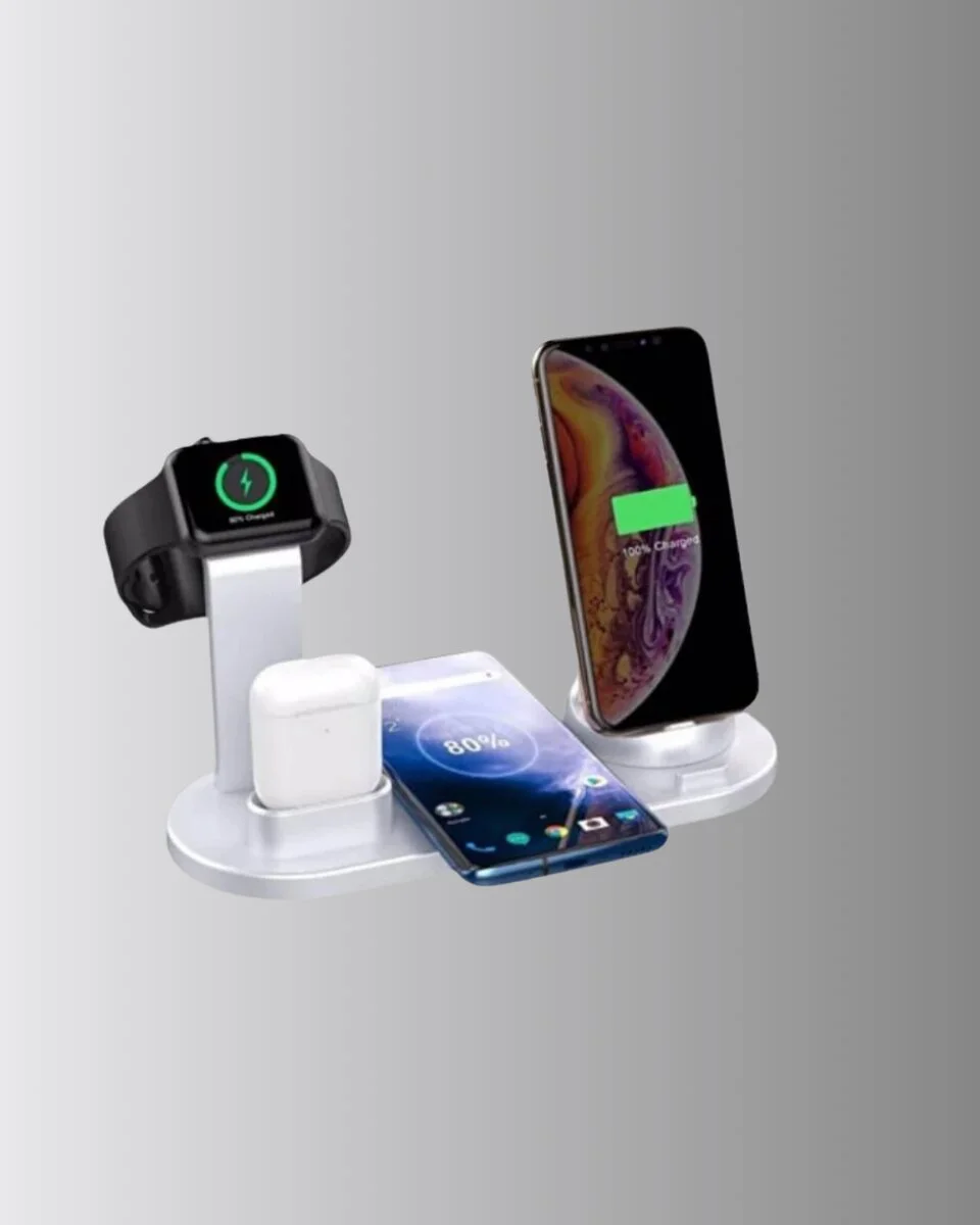 Apple Uyumlu Kablosuz Şarj İstasyonu 4 Cihaz Destekli ve Hızlı Şarjlı