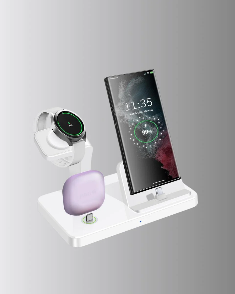 Apple Uyumlu Kablosuz Şarj İstasyonu 4 Cihaz Destekli ve Hızlı Şarjlı